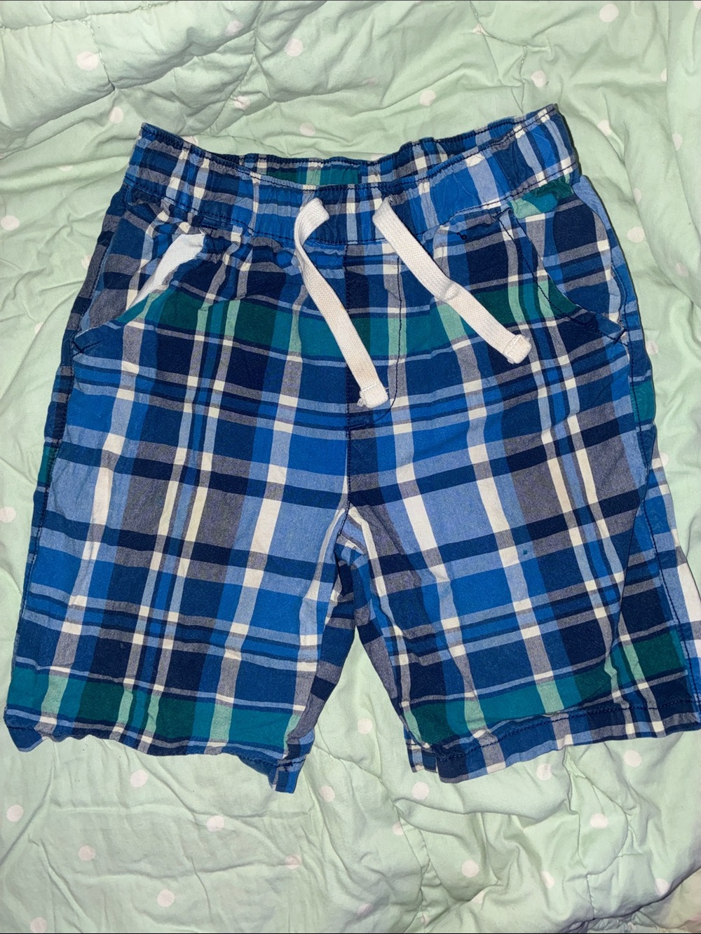 Nautica Blue Green Plaid Pull-On Shorts
